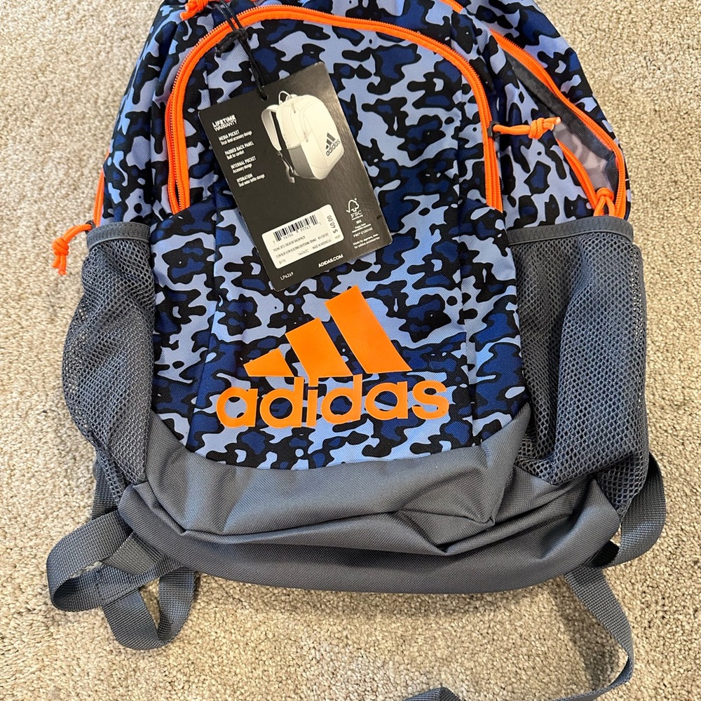 Adidas Kids Backpack - Blue and Orange Camo